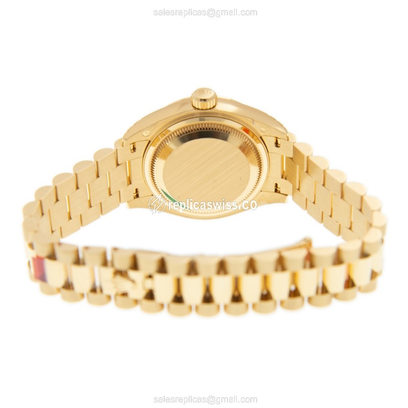 Rolex Lady Datejust Replica in 18kt Gold Case & White Dial, Automatic Movement Watch - view 4