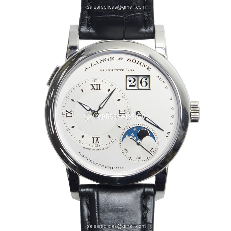 A Lange & Sohne 109.025 Grand Lange Manual Wind 950 Platinum Replica, Silver Dial, Alligator Strap