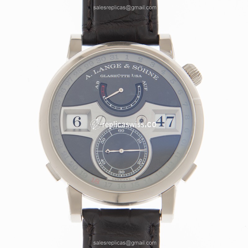 A Lange & Sohne 148.038 OWL Series Manual Wind Gold Case Replica, Elegant Gray Dial & Brown Leather