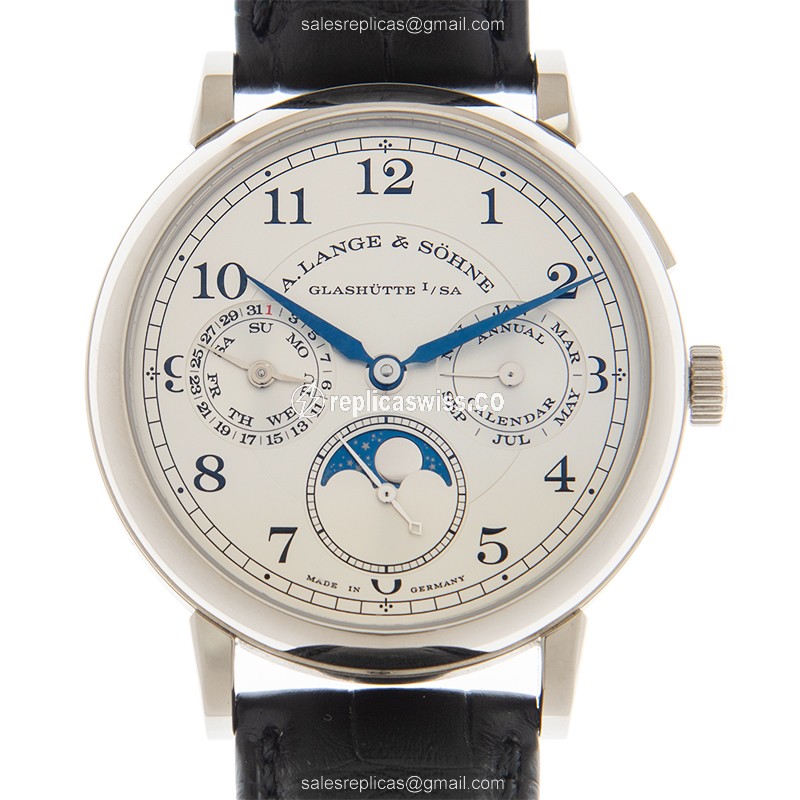 A Lange & Sohne 1815 Chrono Replica in 18kt Gold, White Dial & Alligator Strap Watch