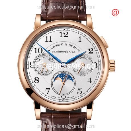 A Lange & Sohne 1815 Manual Wind Gold replica, Silver dial, Genuine Leather strap Watch