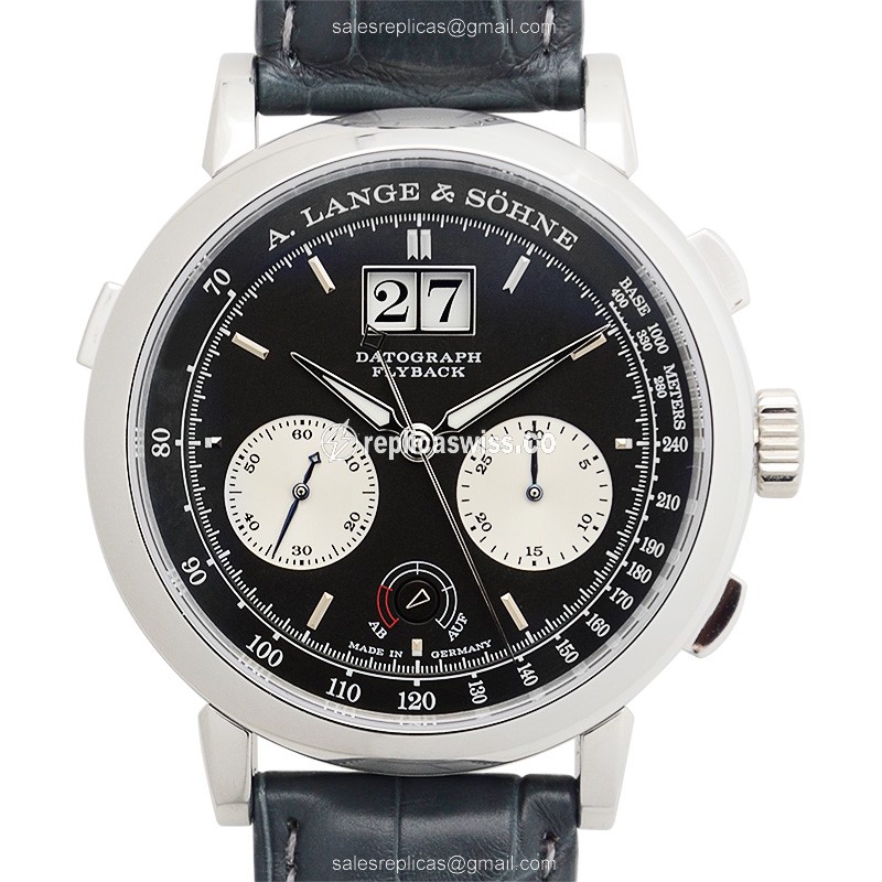 A Lange & Sohne 405.035 Datograph Replica, Manual Wind, 950 Platinum Case, Black Alligator Strap