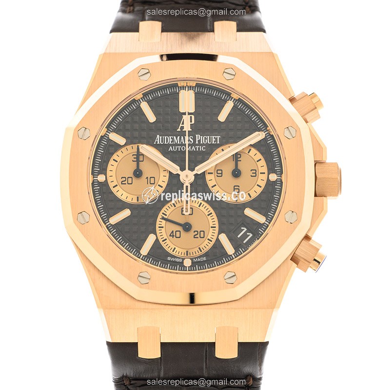 Audemars Piguet 26239OR.OO.D821CR.01 Automatic, 18kt Gold Case — Brown Alligator strap, Sapphire