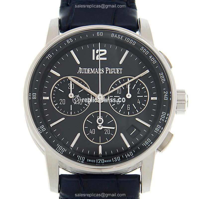 Audemars Piguet 26393BC.OO.A321CR.01 Replica | Blue Dial, Automatic 18kt Gold Case, Leather Strap