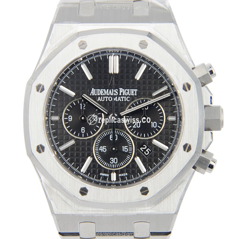 Audemars Piguet ROYAL OAK Automatic Black Dial Replica | Stainless Steel Case & Silver Band Watch