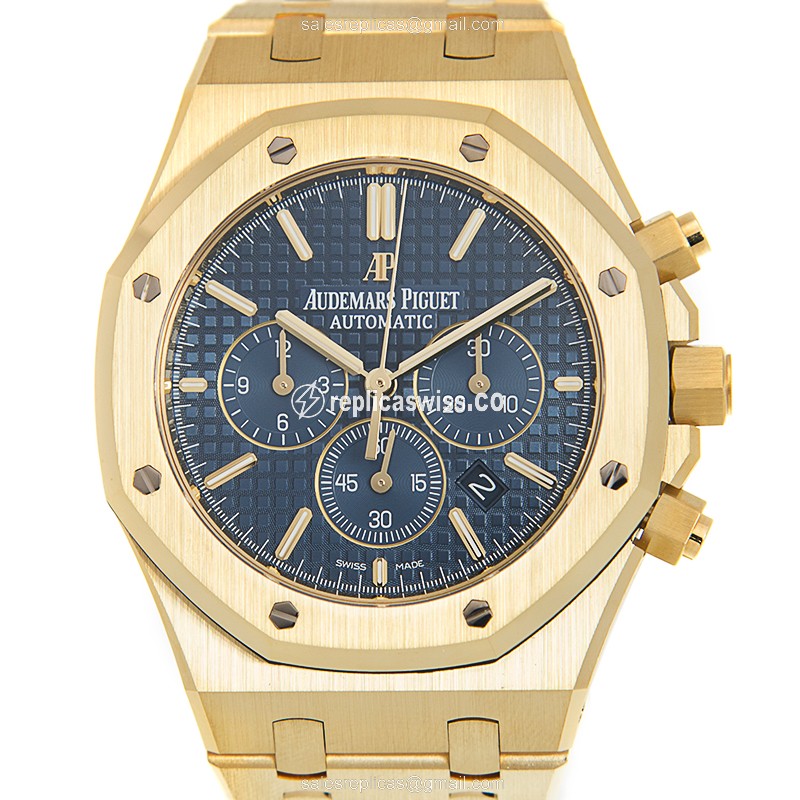 Audemars Piguet ROYAL OAK Blue Dial Automatic Gold Case & Clasp Replica Watch