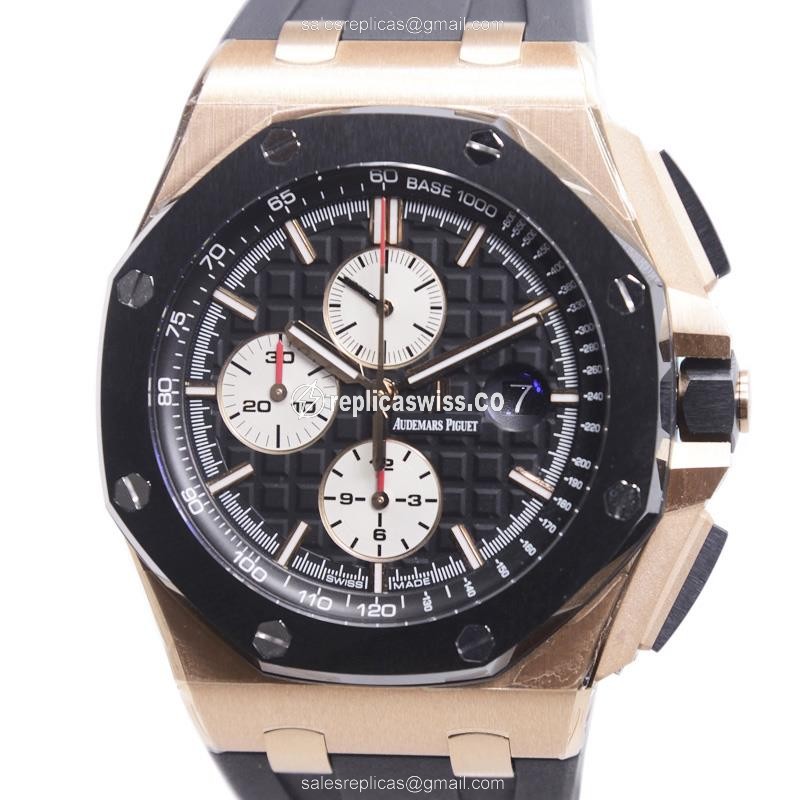 Audemars Piguet ROYAL OAK OFFSHORE Replica | Automatic Movement | 18kt Gold Case, Black Dial &