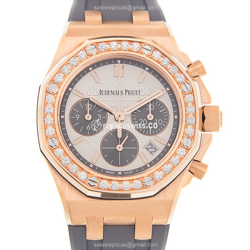 Audemars Piguet Royal Oak Offshore Replica, Automatic Movement, 18kt Rose Gold Case, Silver Dial
