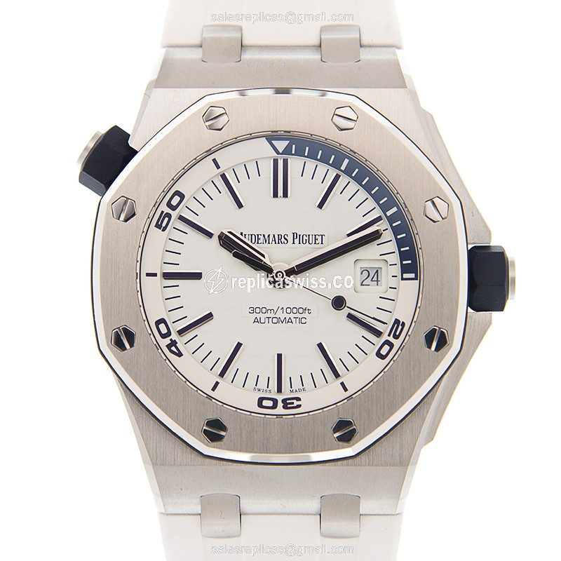 Audemars Piguet Royal Oak Offshore Replica in Steel & White, Automatic Movement, Sapphire Crystal