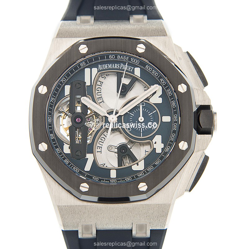 Audemars Piguet Royal Oak Offshore Replica | Manual Wind Movement | 950 Platinum Case, Blue Dial &