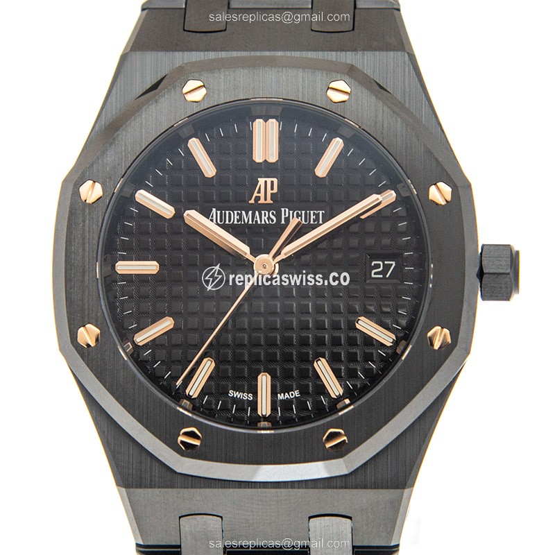 Audemars Piguet Royal Oak Replica | Automatic Ceramic Case, Black Dial & Clasp Watch