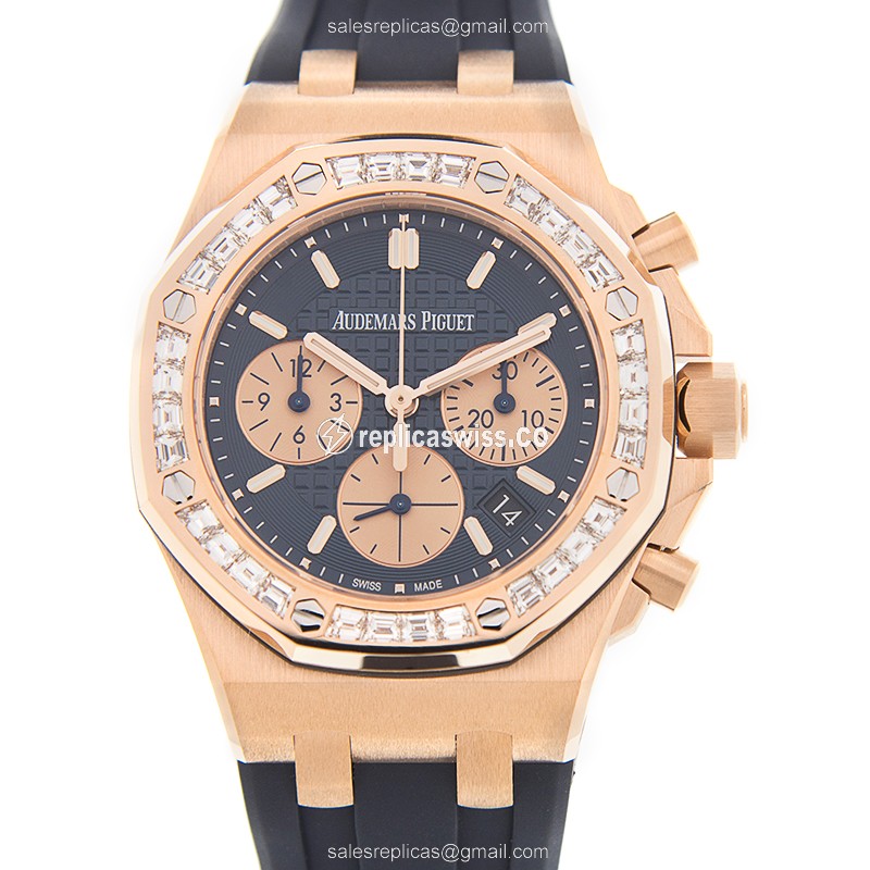 Audemars Piguet Royal Oak Replica, Automatic Movement, 18kt Rose Gold Case with Blue Dial Watch