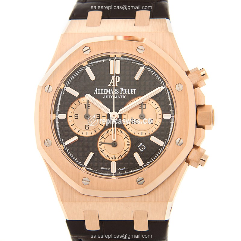 Audemars Piguet Royal Oak Replica in 18kt Gold, Automatic Movement & Brown Dial Watch