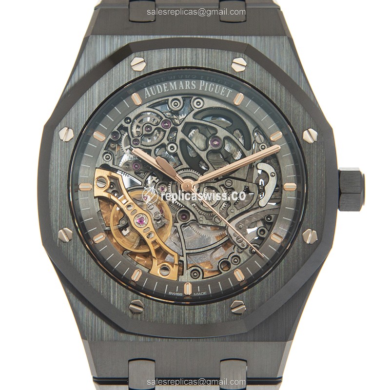 Audemars Piguet Royal Oak Replica in Dark Grey Ceramic Dial Black Ceramic Strap Watch