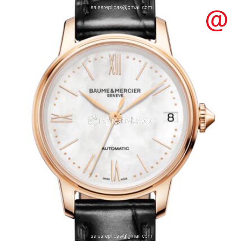 Baume & Mercier CLASSIMA Automatic Gold Case | White Dial, Alligator Strap Watch