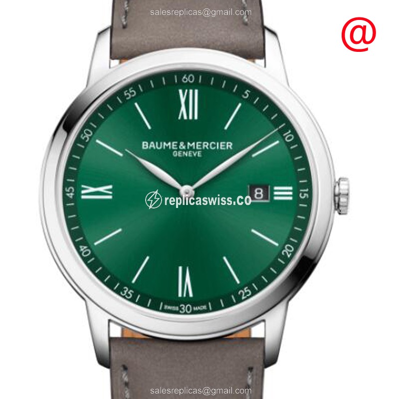 Baume & Mercier CLASSIMA Replica in Green Dial & Stainless Steel Case, Automatic Movement & Grey