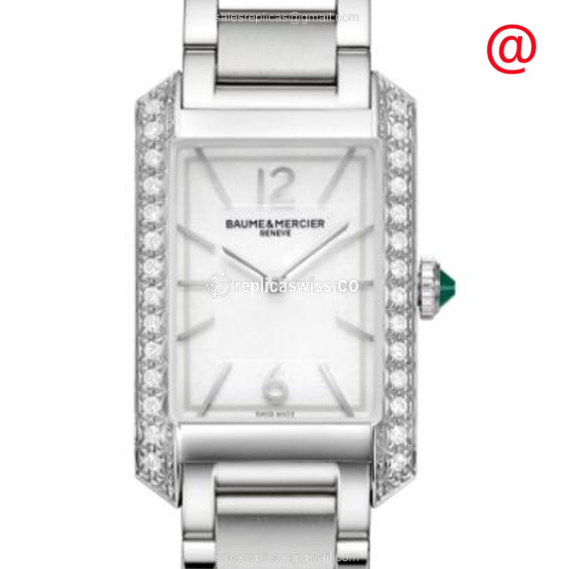 Baume & Mercier Hampton M0A10631 Replica with White Dial Stainless Steel & Diamond Case Watch