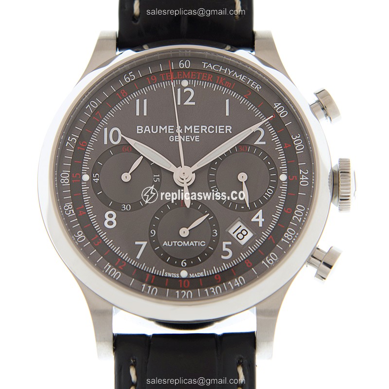 Baume & Mercier M0A10044 CAPELAND Manual Wind Steel Case Black Dial Alligator Strap Sapphire