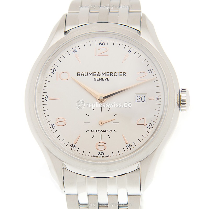 Baume & Mercier M0A10141 CLIFTON Steel Replica Watch | Automatic | Silver Dial, Steel Strap