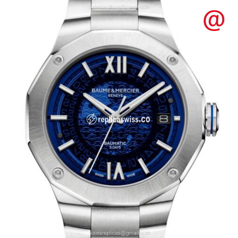 Baume & Mercier M0A10616 RIVIERA Replica, Automatic Movement, Blue Dial & Stainless Steel Case Watch