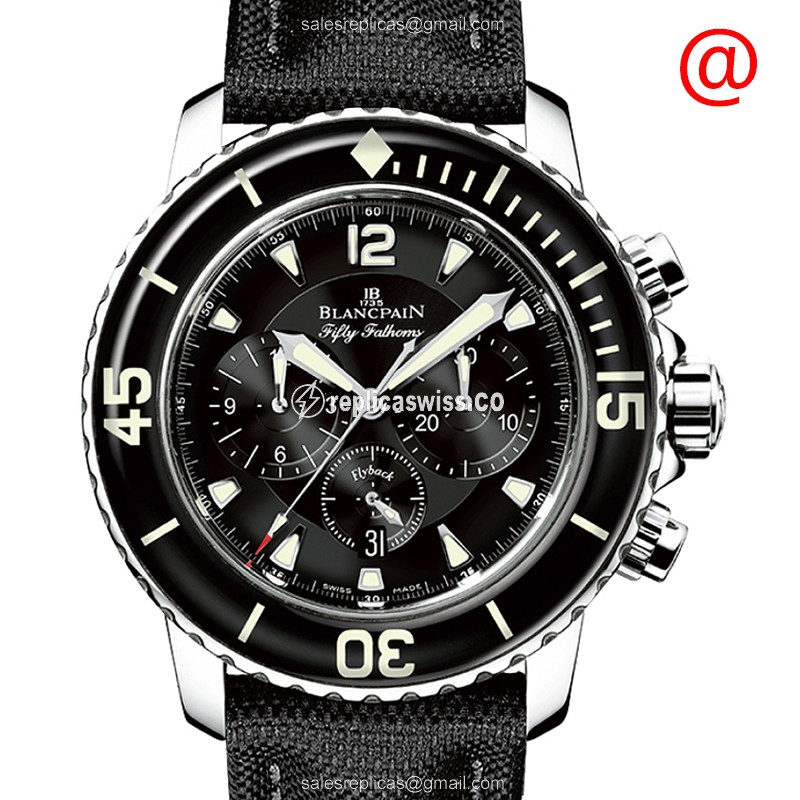 Black Canvas Strap Automatic Steel Case Blancpain 5085F-1130-52B Replica Watch with Sapphire Crystal