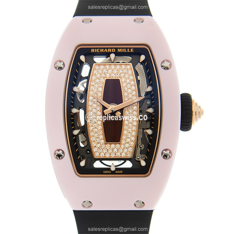 Black Ceramic Dial Richard Mille RM07-01 Automatic Replica, Premium Black Rubber Strap Watch