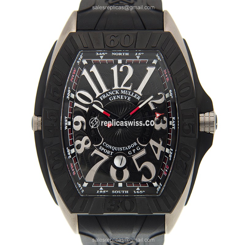 Black Ruby Dial Franck Muller 9900 SC DT GPG Automatic Stainless Steel Clasp Rubber Strap Watch
