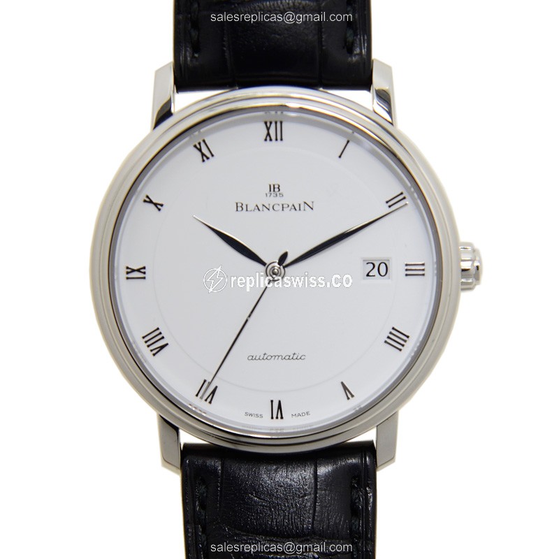 Blancpain Villeret 6223-1127-55B Replica | Automatic Movement | White Dial & Black Alligator Strap