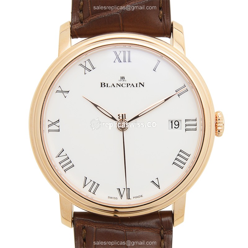 Blancpain Villeret 6630-3631-55B Replica in 18kt Rose Gold | Automatic Movement & White Dial Watch