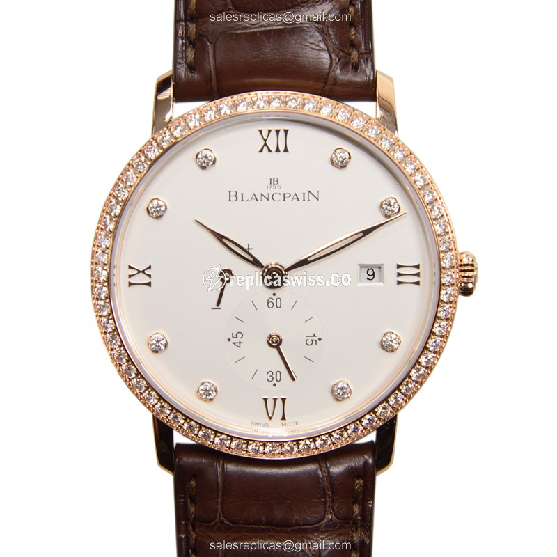 Blancpain Villeret Manual Wind Replica | White Dial, 18kt Gold Bezel Watch