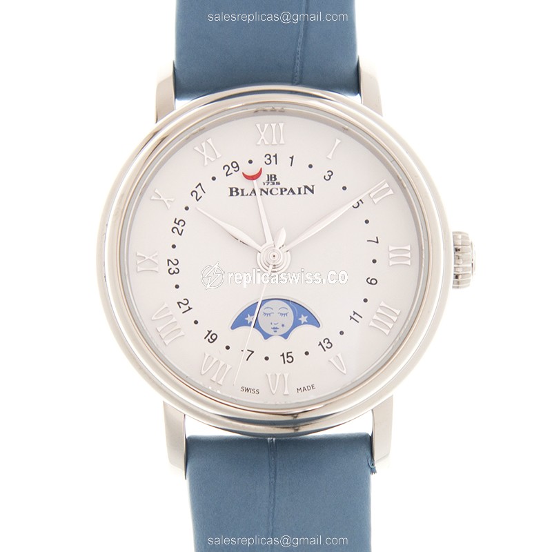 Blancpain Villeret Replica in White Dial Stainless Steel Case | Automatic Movement, Blue