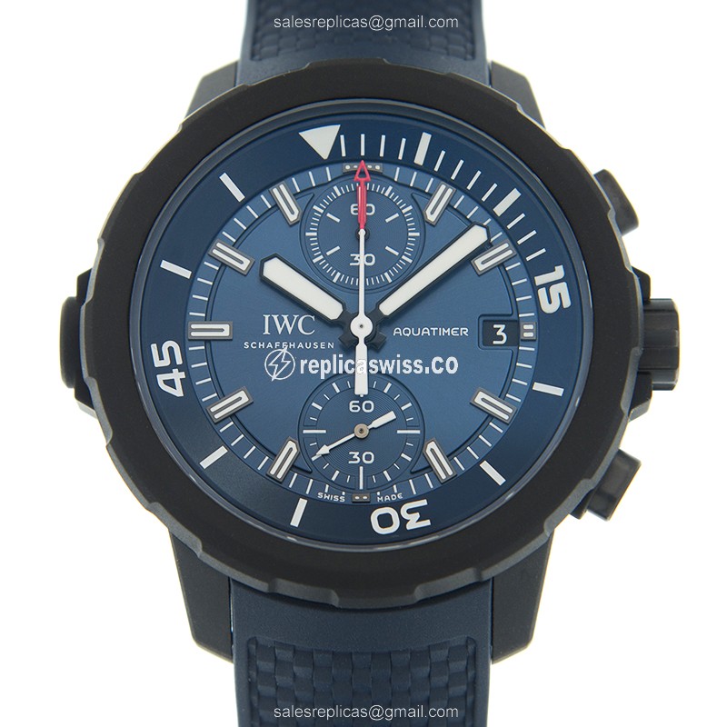 Blue Dial Automatic IWC IW379507 AQUATIMER Steel Case Rubber Strap Replica Watch
