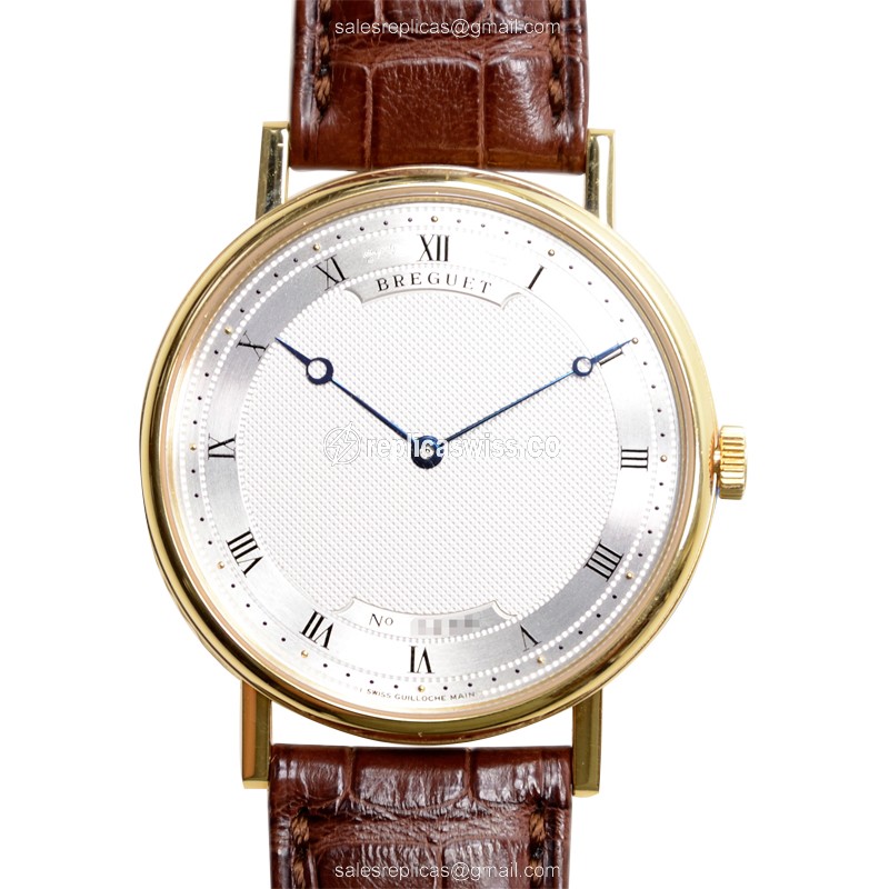 Breguet 5157BA Classic Automatic Watch | White Dial, 18kt Gold Case & Brown Alligator Strap