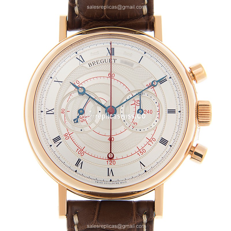 Breguet 5247BR/12/9V6 Classic Automatic Gold Watch | Silver Dial, Alligator Brown Strap