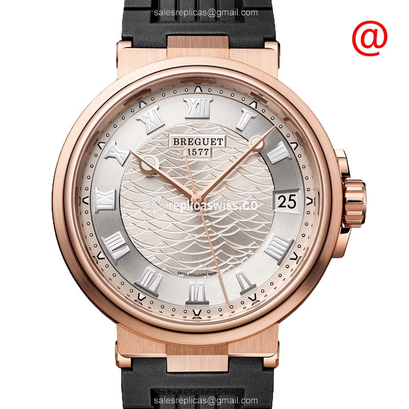 Breguet 5517BR/12/5ZU Marine Replica in 18kt Gold, Silver Dial, Automatic Movement Watch