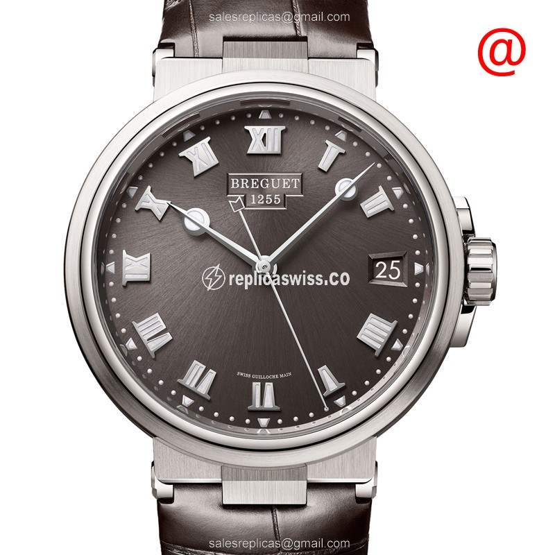 Breguet 5517TI/G2/9ZU Marine Replica, Automatic Movement, Titanium Case, Gray Dial Watch