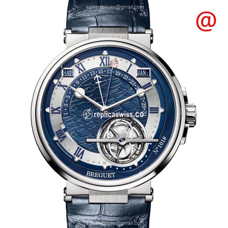Breguet 5887PT/Y2/9WV Marine Replica, Automatic Movement, Platinum Case & Blue Dial Watch