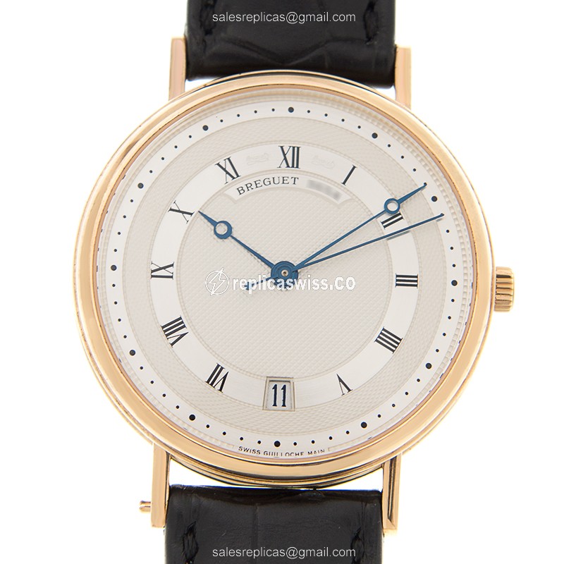 Breguet 5930BA/12/986 Classic Automatic Gold Case, Silver Dial, Alligator Strap Watch