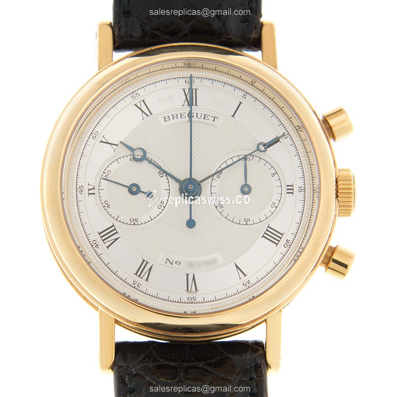 Breguet Classic 3237BA/12/286: Silver Dial, Manual Wind, 18kt Gold Case with Brown Alligator Strap