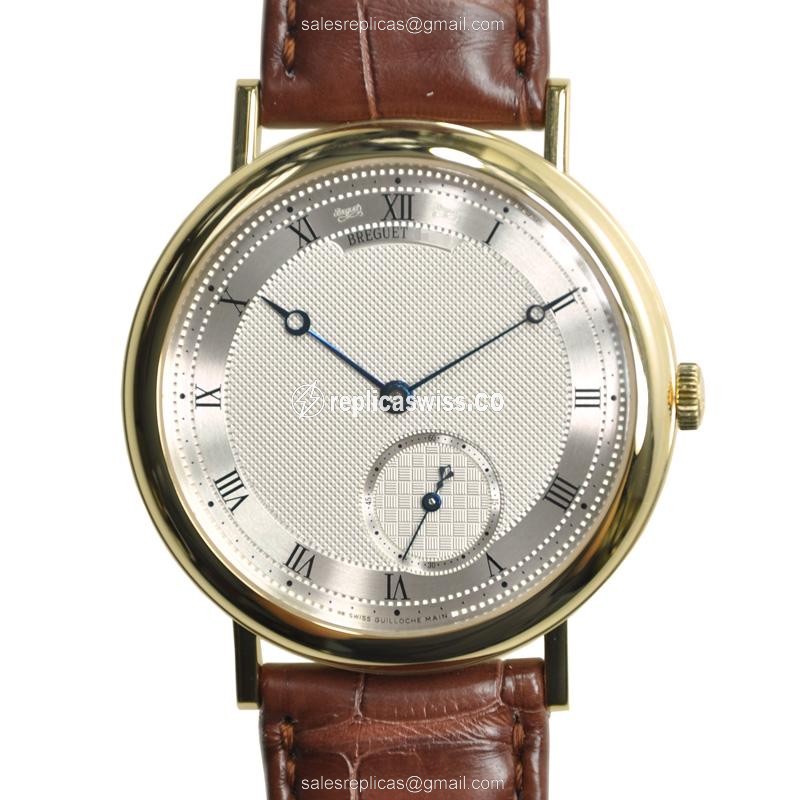 Breguet Classic 5140BA/12/9W6 Automatic Gold Watch | Silver Dial, Brown Alligator Strap