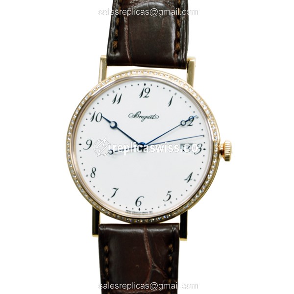 Breguet Classic 5178BR/29V6: White Dial Automatic, 18kt Rose Gold & Diamond Clasp, Alligator Brown