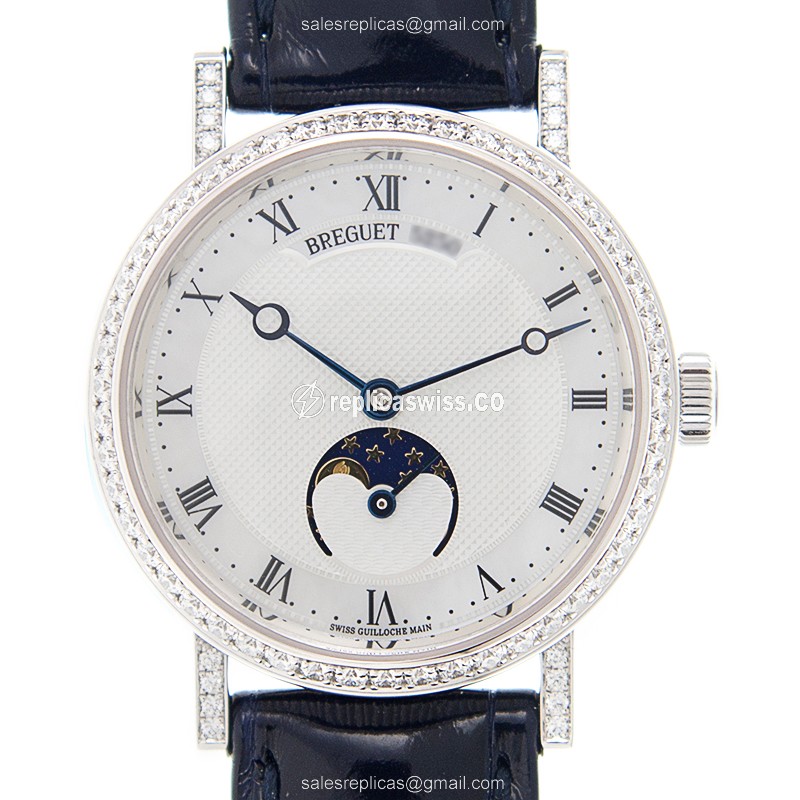 Breguet Classic 9088BB/52/964/DD0D Replica in 18kt White Gold, Automatic Movement, Silver Dial