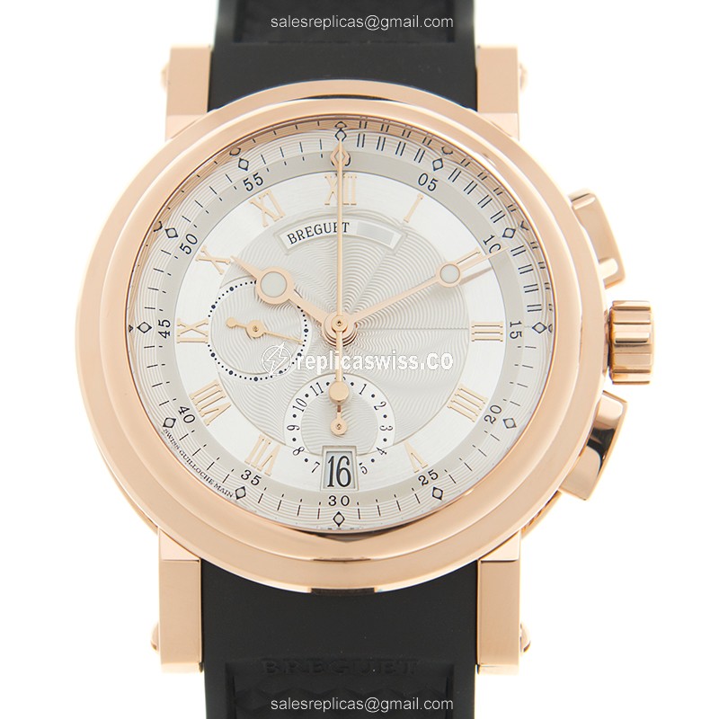 Breguet Marine 5827BR/12/5ZU Replica in 18kt Rose Gold, Automatic Movement & Silver Dial Watch