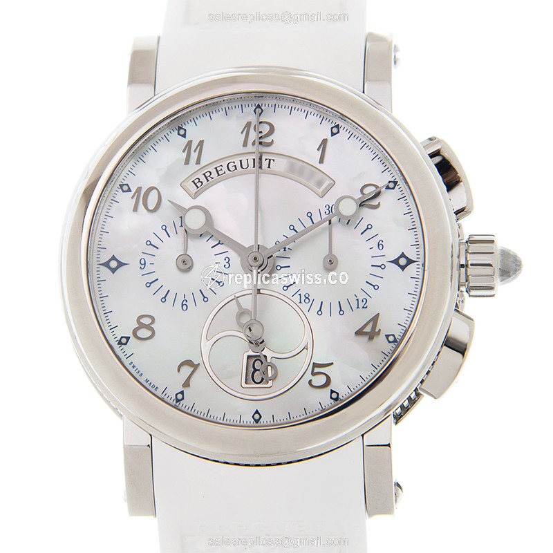 Breguet Marine 8827ST/5W/986: White Dial Automatic Steel Case with Rubber Strap Watch