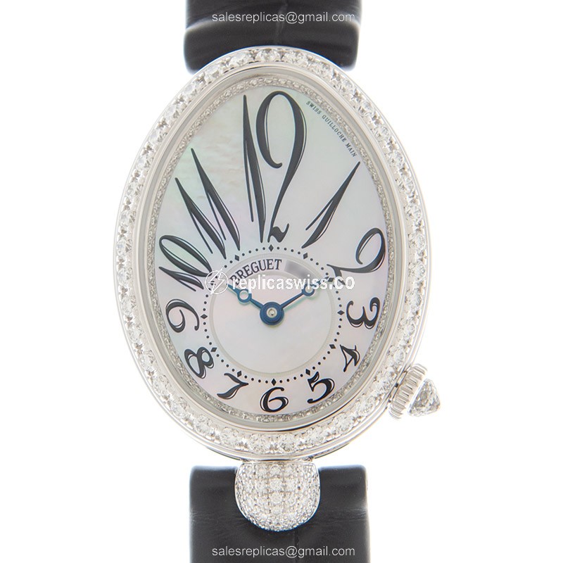 Breguet Reine De Naples Replica, Automatic Movement, White Gold Case, Crystal Dial Watch