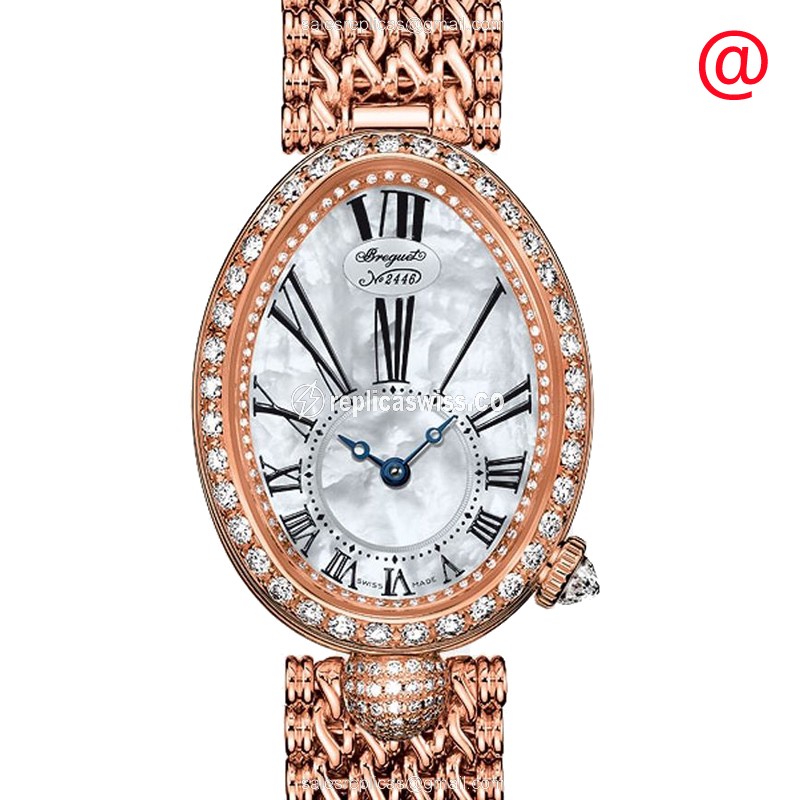 Breguet Reine De Naples Replica in 18kt Gold, Automatic Movement, White Dial & Crystal Bezel Watch