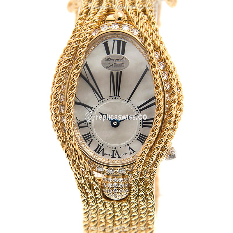 Breguet Reine De Naples Replica in 18kt Gold, Automatic Movement, White Dial Watch