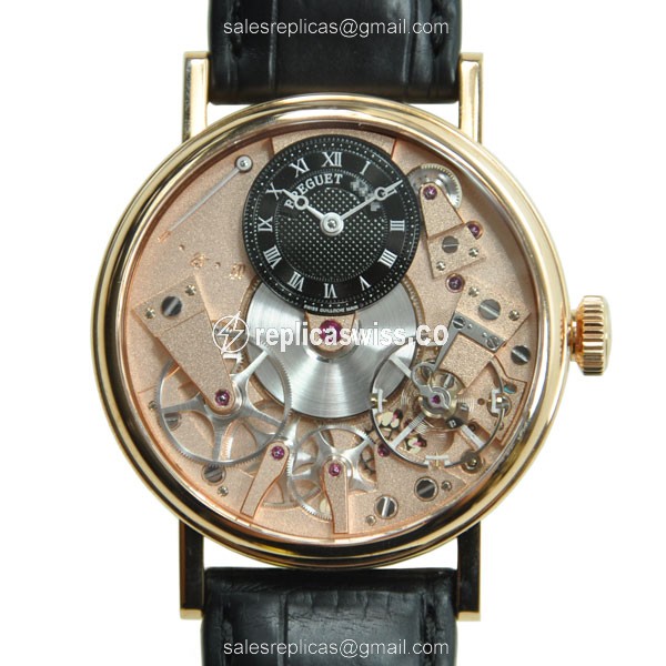 Breguet Tradition 7027BR Manual Wind Gold Case Alligator Strap Sapphire Crystal Watch