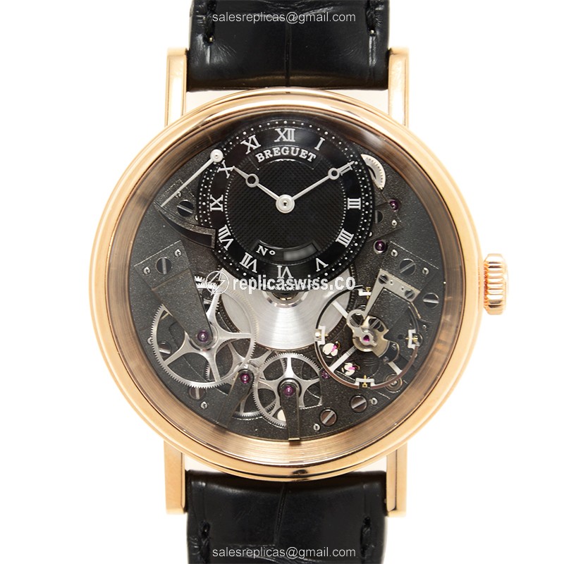 Breguet Tradition 7057BR in 18kt Rose Gold, Manual Wind with Gray Dial Black Alligator Strap