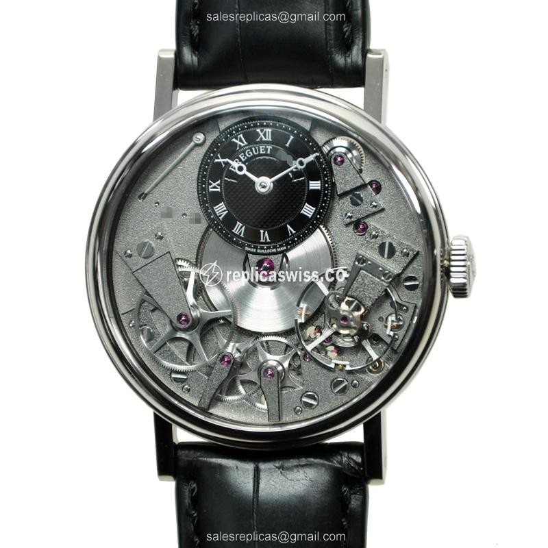 Breguet Tradition Replica in 18kt Gold, Manual Wind, Gray Dial & Black Alligator Strap Watch